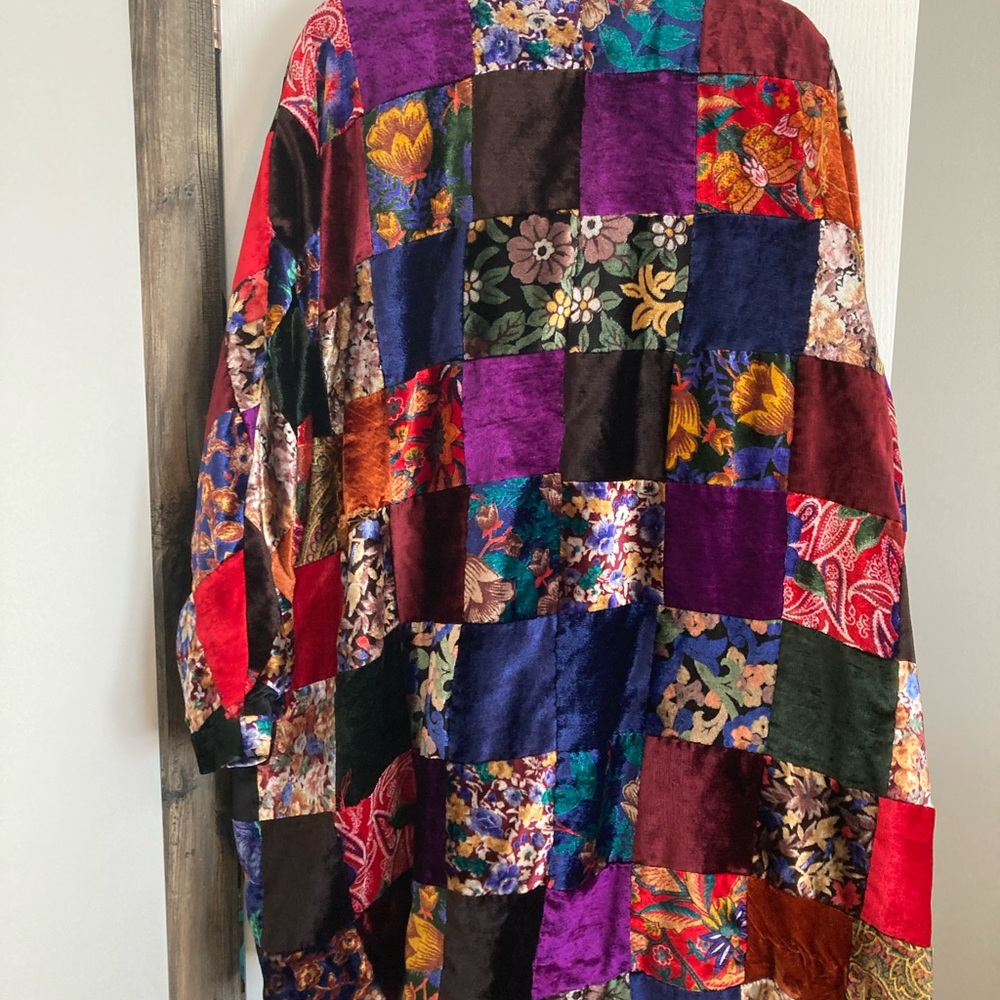 Granny Square Patchwork Velvet Oversized Jacket A… - image 5